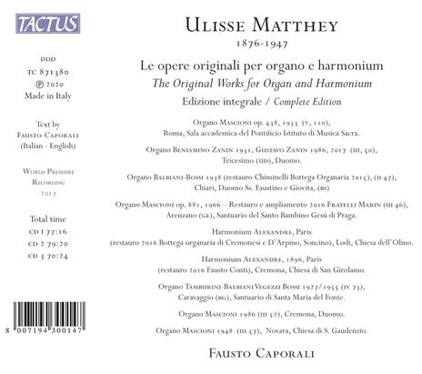 Le opere originali per organo e harmonium - CD Audio di Fausto Caporali,Ulisse Matthey - 2