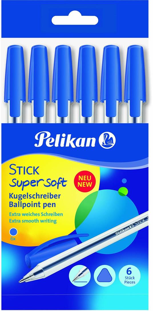 Penna a sfera Pelikan Stick super soft blu. Confezione da 6 pezzi - Pelikan  - Cartoleria e scuola | laFeltrinelli