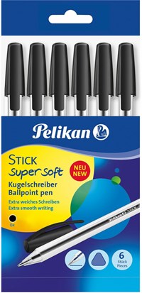 Penna a sfera Pelikan Stick Supersoft con inchiostro superscorrevole.  Confezione 6 penne nere - Pelikan - Cartoleria e scuola | Feltrinelli