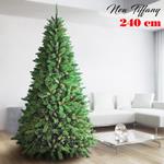 Albero Di Natale 240Cm New Tiffany Super Folto 1516 Rami Pino Verde Base A Croce