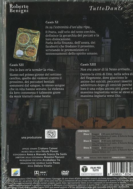 Tutto Dante. Vol. 5. Inferno. Canto XI - XII - XIII (3 DVD) - DVD - 2