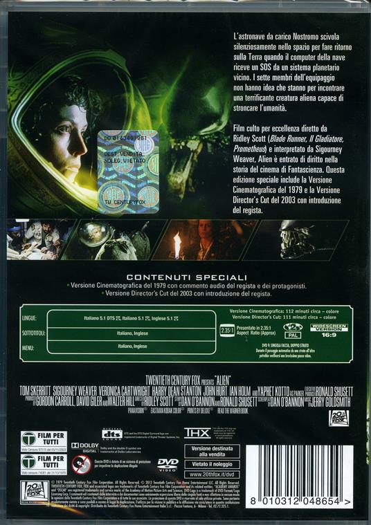 Alien. Special Edition (2 DVD) - DVD - Film di Ridley Scott Fantastico |  laFeltrinelli