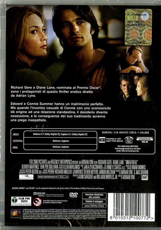 L' amore infedele. Unfaithful di Adrian Lyne - DVD - 2