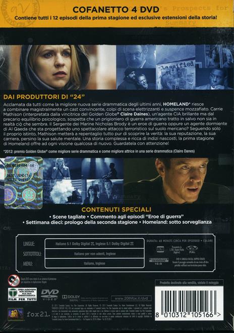 Homeland. Stagione 1 (4 DVD) di Michael Cuesta,Clark Johnson,Jeffrey Nachmanoff - DVD - 2