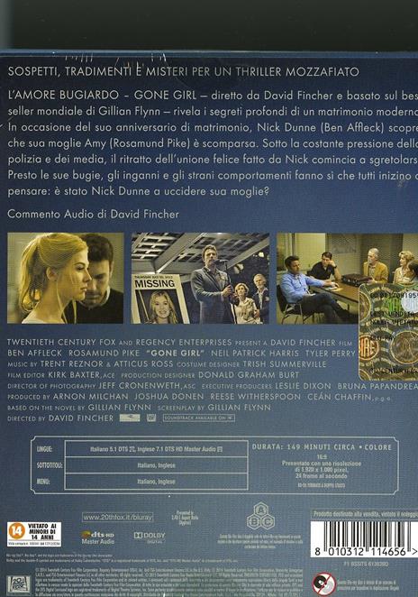 L' amore bugiardo. Gone Girl di David Fincher - Blu-ray - 2