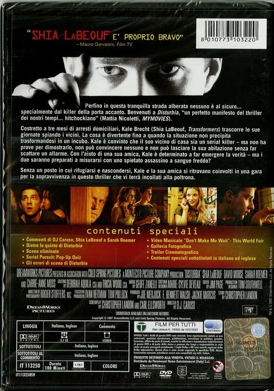 Disturbia di D. J. Caruso - DVD - 2