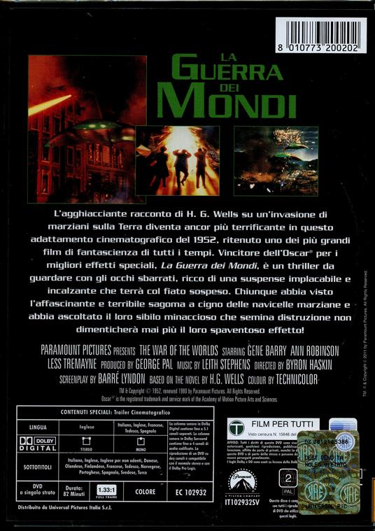 La guerra dei mondi di Byron Haskin - DVD - 2