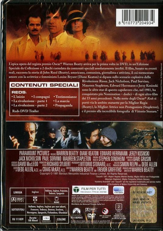 Reds (2 DVD)<span>.</span> Edizione speciale di Warren Beatty - DVD - 2