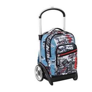 Cartoleria Zaino Trolley Trye Seven 7.1 Urban Rock Jet Black. Nero-Azzurro Seven