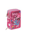 Astuccio accessoriato 3 zip Seven SJ Gang Ledtech Girl Fluo Fuxia. Rosa