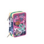 Astuccio accessoriato 3 zip Seven SJ Gang Girl Pinky College Candy Fuxia