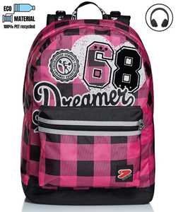 Cartoleria Zaino reversibile Seven The Double College Girl Fluo Fuxia. Rosa-Grigio. Con cuffie wireless Seven