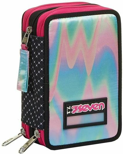 Astuccio 3 zip Seven 7.1 Feeling Free Rosa - 12,5x20x7 cm - Seven 7.1 -  Cartoleria e scuola