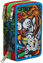 Astuccio 3 zip SJ Gang Animali Fantasy Boy - 20x12,5x7 cm