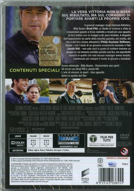 Moneyball. L'arte di vincere di Bennett Miller - DVD - 2