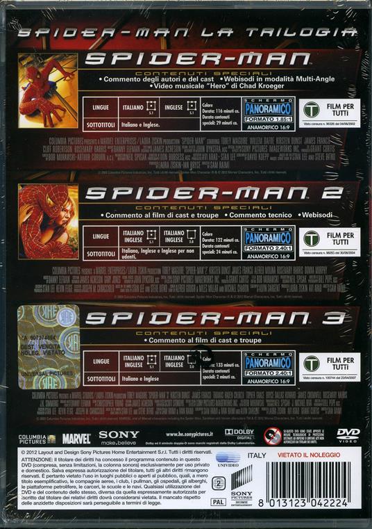 Spider-Man. La trilogia (3 DVD) - DVD - Film di Sam Raimi Fantasy e  fantascienza | laFeltrinelli