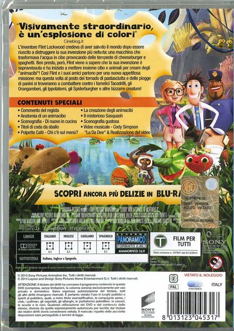 Piovono polpette 2. La rivincita degli avanzi di Cody Cameron,Kris Pearn - DVD - 2