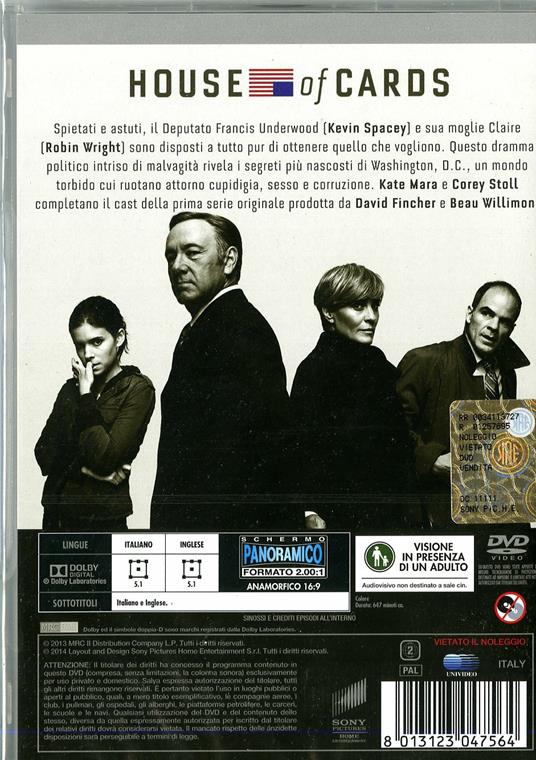 House of Cards. Stagione 1 (Serie TV ita) (4 DVD) - DVD - Film di James  Foley , Carl Franklin Drammatico | Feltrinelli