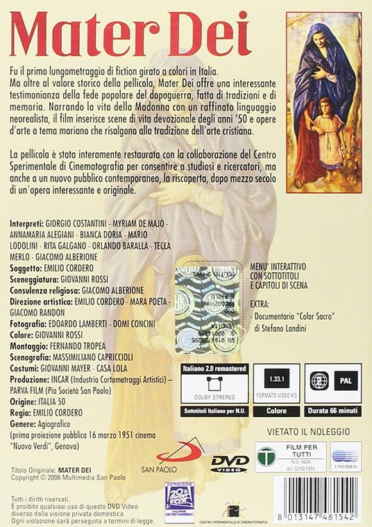 Mater Dei di Emilio Cordero - DVD - 2