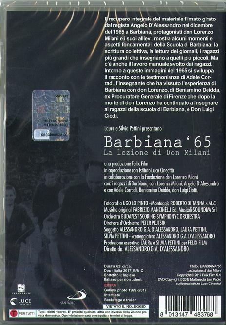 Barbiana '65. Le lezioni di Don Milani (DVD) di Alessandro G. A. D'Alessandro - DVD - 2