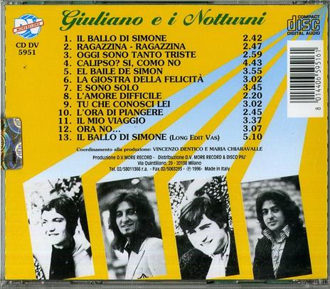 Il Ballo di Simone Dal '68 Al '96 - Giuliano e i Notturni - CD |  laFeltrinelli