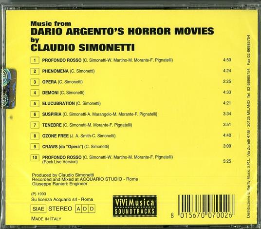 Dario Argento's Horror Movies (Colonna sonora) - CD Audio - 2