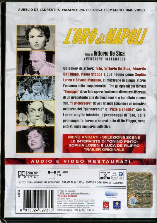 L' oro di Napoli - DVD - Film di Vittorio De Sica Commedia | laFeltrinelli