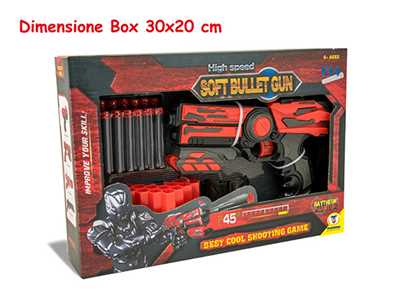 Giocattolo Soft Bullet Gun 14 Proiettili Morbidi Con Polsiera E Porta Proiettili Teorema