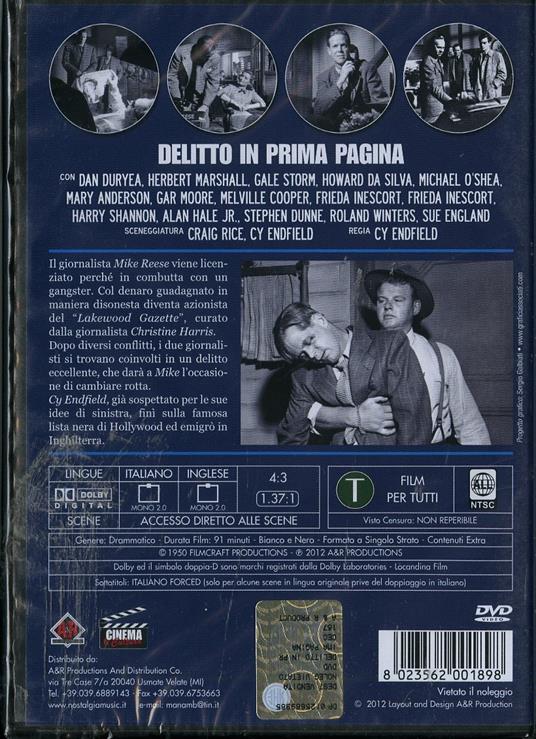 Delitto in prima pagina di Cy Baker Endfield - DVD - 2