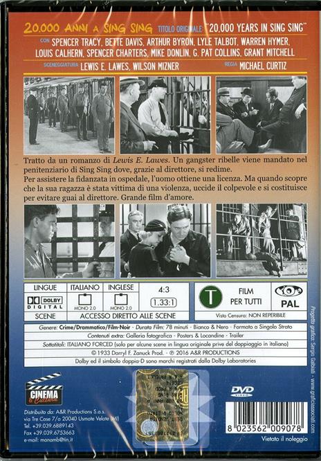 20.000 anni a Sing Sing di Michael Curtiz - DVD - 2