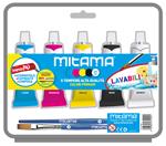 Mitama Conf. 5 Tubetti Tempera Più Tubo 21 ml Colori Primari Tricolor+2 Pennelli Omagg. MT