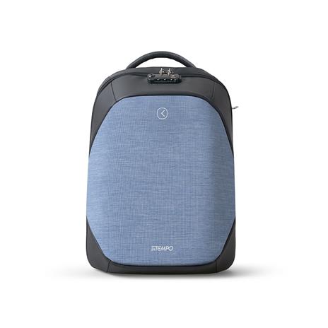 Zaino InTempo Tekniko Big con chiusura a combinazione, cavo antifurto e porta USB, Azzurro - 34 x 16 x 46 cm - 2