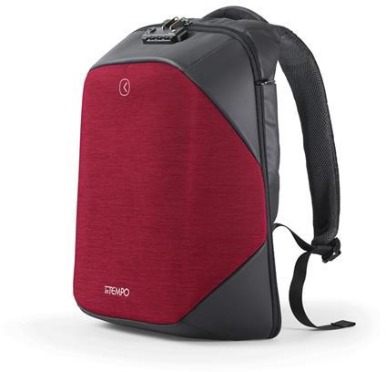 Zaino InTempo Tekniko Big con chiusura a combinazione, cavo antifurto e porta USB, Rosso - 34 x 16 x 46 cm