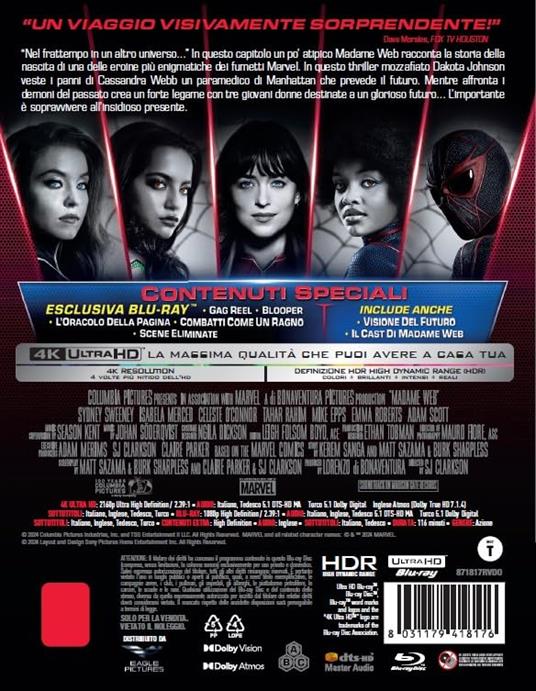 Madame Web (Blu-ray + Blu-ray Ultra HD 4K) di S.J. Clarkson - Blu-ray + Blu-ray Ultra HD 4K - 2