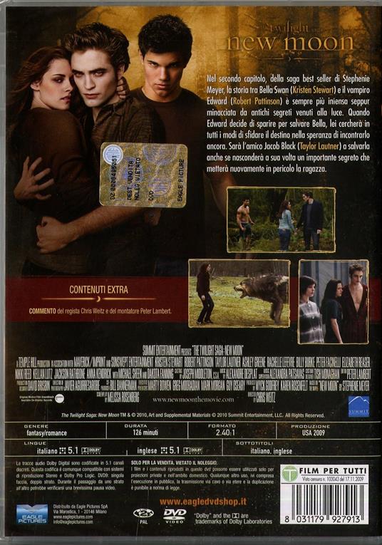 New Moon. The Twilight Saga (1 DVD) - DVD - Film di Chris Weitz Fantastico  | laFeltrinelli