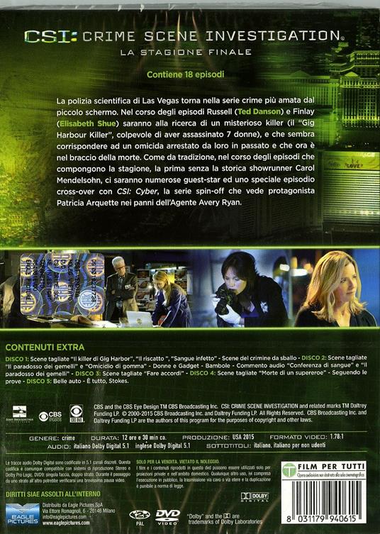 CSI. Crime Scene Investigation. Stagione 15 (3 DVD) di Alec Smight,Brad Tanenbaum,Jeffrey G. Hunt - DVD - 2