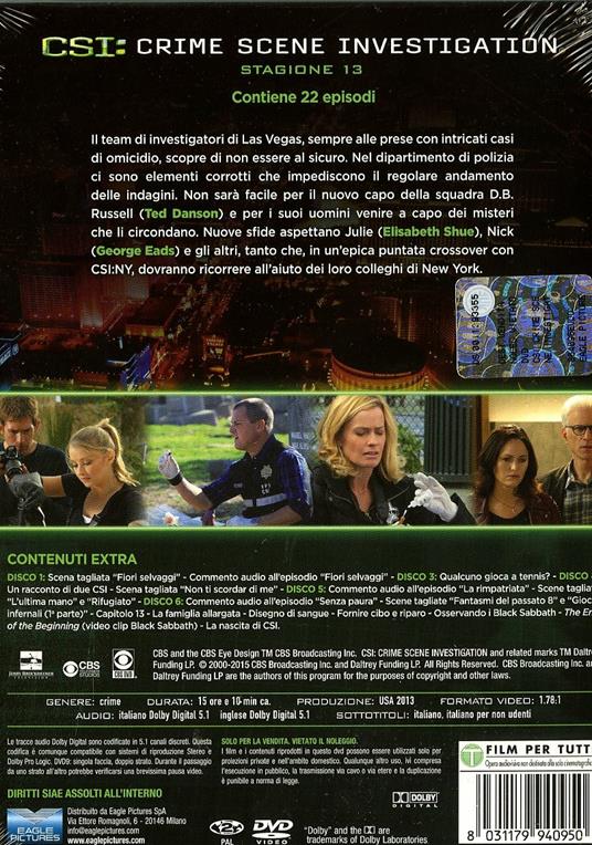 CSI. Crime Scene Investigation. Stagione 13 (6 DVD) di Alec Smight,Brad Tanenbaum,Jeffrey G. Hunt - DVD - 2