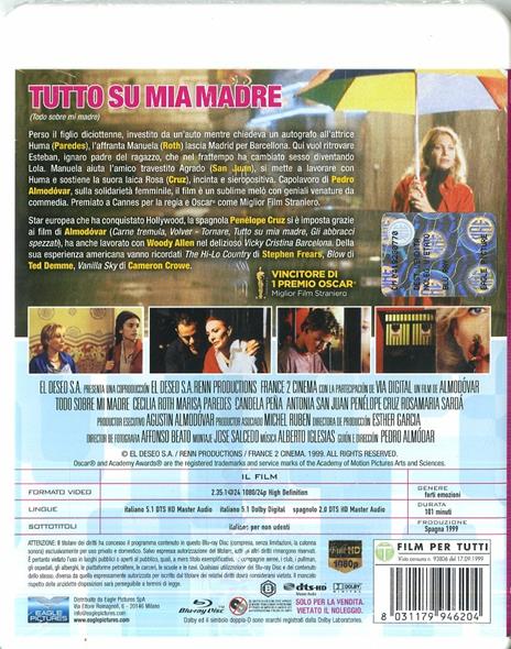 Tutto su mia madre (Blu-ray) di Pedro Almodóvar - Blu-ray - 2