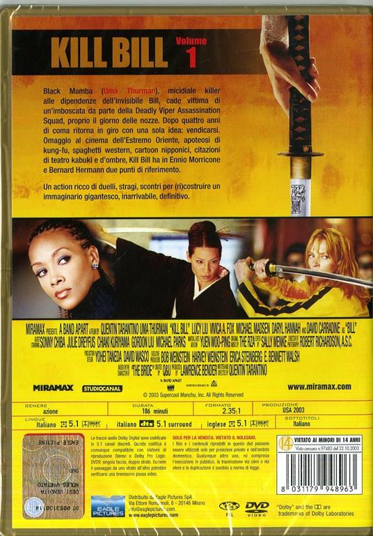Kill Bill. Vol. 1 (DVD) - DVD - Film di Quentin Tarantino Avventura |  laFeltrinelli