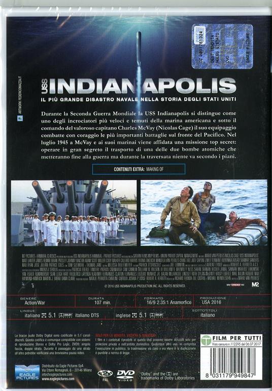 USS Indianapolis. Il più grande disastro navale nella storia degli Stati  Uniti (DVD) - DVD - Film di Mario Van Peebles Drammatico | laFeltrinelli