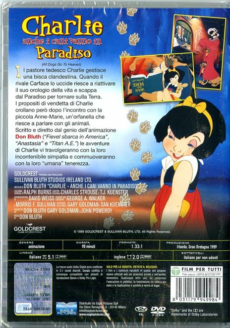 Charlie. Anche i cani vanno in paradiso (DVD) di Don Bluth,Gary Goldman - DVD - 2