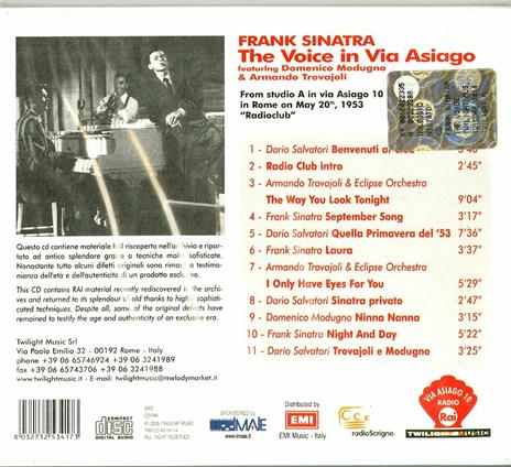 The Voice a Via Asiago - CD Audio di Frank Sinatra - 2