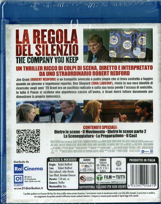 La regola del silenzio. The Company You Keep di Robert Redford - Blu-ray - 2