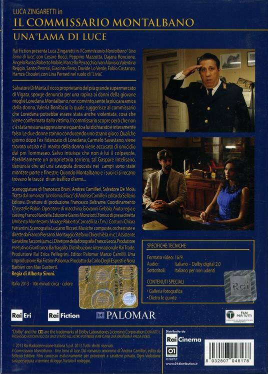 Il commissario Montalbano. Una lama di luce - DVD - Film di Alberto Sironi  Giallo | Feltrinelli