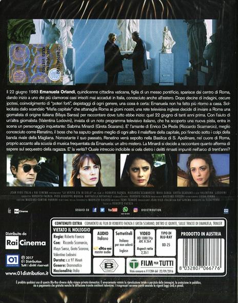 La verità sta in cielo (Blu-ray) di Roberto Faenza - Blu-ray - 2