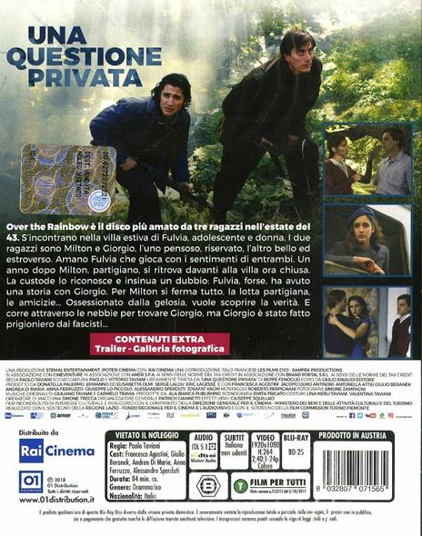 Una questione privata (Blu-ray) di Paolo Taviani,Vittorio Taviani - Blu-ray - 2