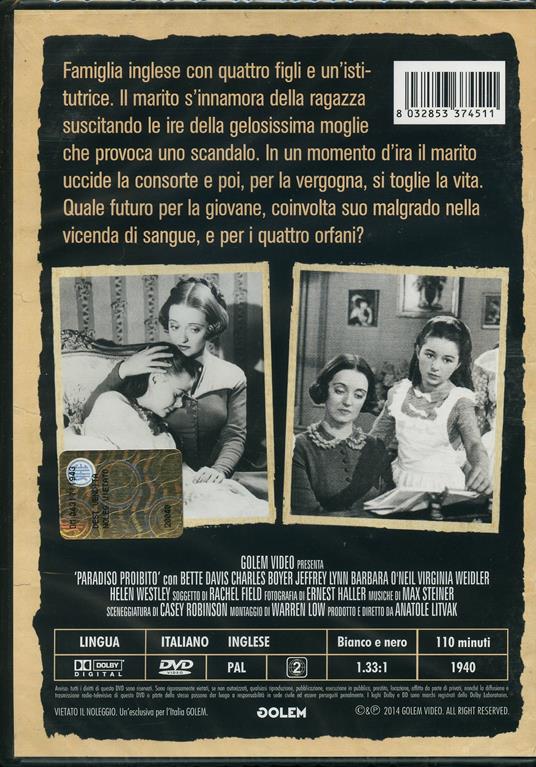 Paradiso proibito di Anatole Litvak - DVD - 2