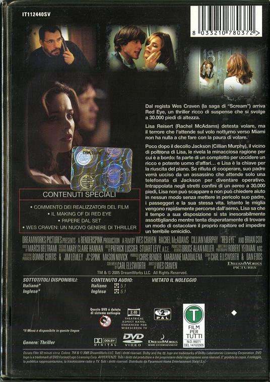 Red Eye - DVD - Film di Wes Craven Giallo | laFeltrinelli