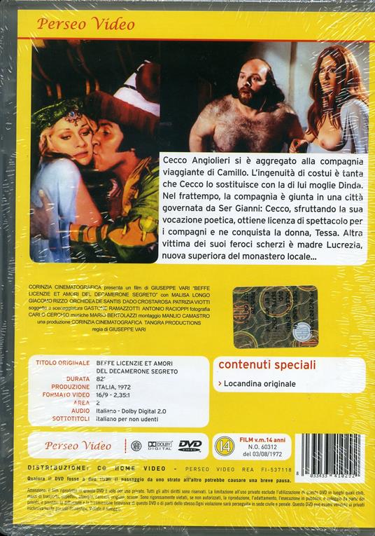 Beffe licenzie et amori del Decamerone segreto di Giuseppe Vari - DVD - 2