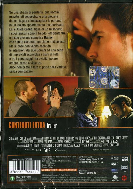 La scomparsa di Alice Creed di J Blakeson - DVD - 2